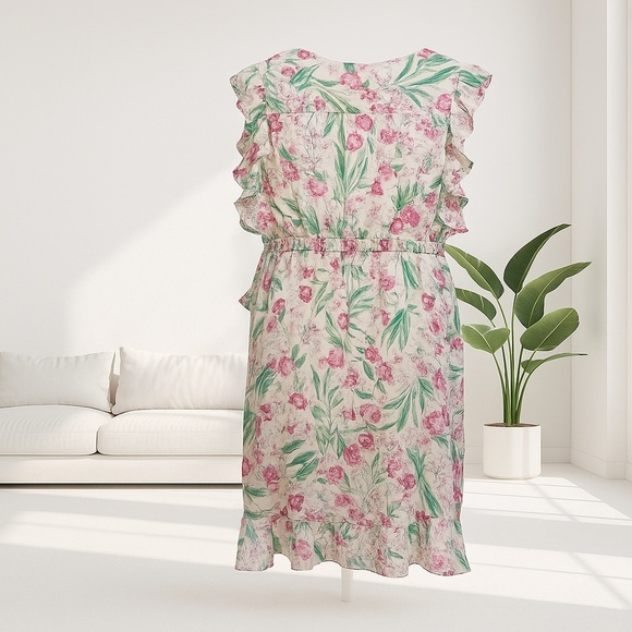 A New Day Floral Peach Print Dress 2X | Women’s Casual Plus Size Outfit - Picture 13 of 13